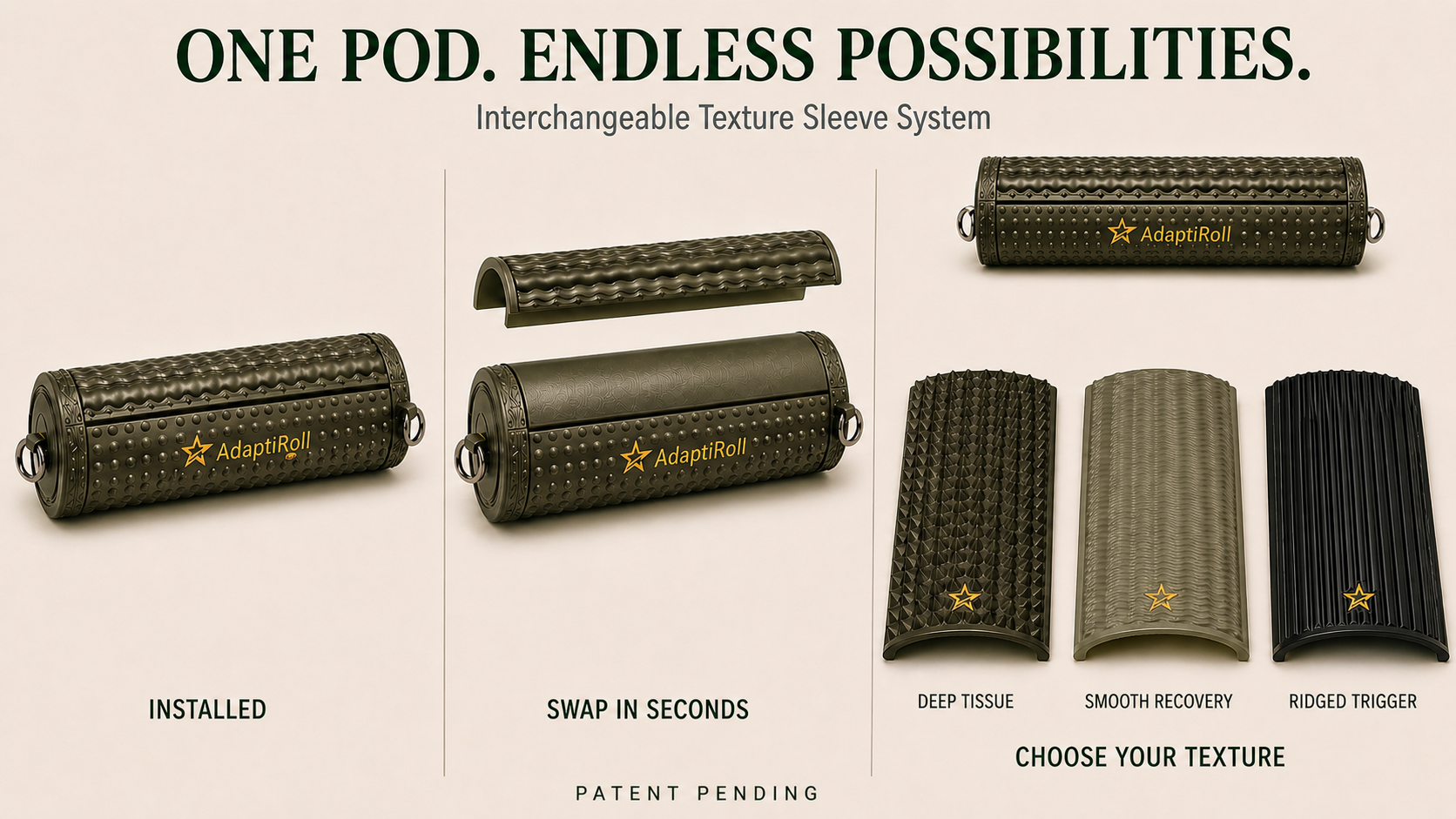 One Pod. Endless Possibilities. — Interchangeable Texture Sleeve System